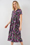 Women's Buttoned Short Sleeve Floral Dress 1393 Black - 4