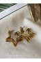Accessory Triple Star Form, Steel Gold Women's Earrings - 2