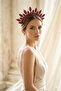 Red Crystal Stone Sunburst Model Bridal and Henna Crown Wedding Accessory - 3