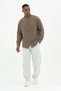 Battal Size Khaki Men's Shirt 100% Cotton Muslin Fabric - 8
