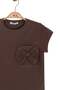 Girl's 4-8 Years Old Short Sleeve T-Shirt with Bow Detail and Pockets, Brown - 5