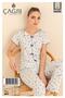 Çağrı Women's 100% Cotton Ribbed Short Sleeve Buttoned Front Pajama Set - 2