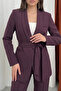 Women's double belted blazer jacket pants set - 3