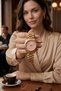Women's Steel Watch Gold Color Pink Special Dial Luxury Elegant Round Women's Wristwatch Limited Edition - 4