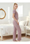 Half Sleeve Buttoned Cotton Pajama Set - 2