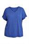 Women's Plus Size V-Neck Pocket Breathable Fabric Loose Blue Blouse - 7