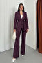 Women's double belted blazer jacket pants set