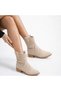 Gobi Women's Suede Short Heel Perforated Laser Cut Fashion Summer Boots - 4