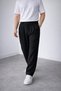 Men's Black Loose Fit Pleated Fabric Trousers