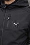 Men's Black Softshell Outdoor Jacket with Detachable Hood, Waterproof - 7