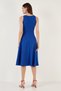 Regular Fit Crew Neck Pleated Midi Length Evening Dress with Pockets and Graduation Dress Dress 6111963 - 5