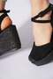 Gekas wedge heeled straw sole women's sandals with straw toe black suede - 4