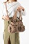Washed Leather Multi-Compartment Shoulder Bag Mink Model: (571-14-18B)