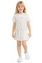 Girl's Sequin Detailed Shorts, Skirt, Vest, Short Sleeve T-Shirt, Ecru Color Stylish Three-Piece Set - 3
