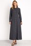 Silvery Striped Side Pocket Detailed 50% Silk %Kupra Full Length Dress