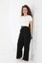 Women's High Waist Doubleface Fabric Palazzo Pants - Black - 5