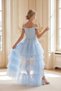 Girl's Tailored Baby Blue Tulle Evening Dress with Shoulder and Stone Cord Detail, Crepe Top Layer, Layered Tulle, Prince Style - 5