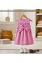 Girl's Bow Detailed Summer Holiday Pink Dress - 3