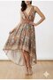 Women's Asymmetrical Detailed Single Jersey Dress with Straps and Deep Chest Detail