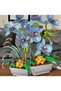Blue Orchid Flowers in Pot Bouquet Building Set, Home Decoration Artificial Orchid Bonsai - 581 Pieces - 3