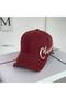Unisex Vintage Detailed Hat with Embroidered Text, Adjustable Baseball Cap, Burgundy - 2
