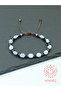 Certified Blue Chalcedony and Hematite Natural Stone Men's Bracelet - Crab Sign