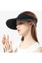 Women's Visor Hat Upf50+ Uv Protection Adjustable Summer Wide Brim Sun Hat Black