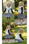Lady Gold 6285 Girls' Houndstooth Vest Pleated Skirt and Plain Sweater 3-Piece Set 2-3-4-5-6-7-8-9 Years Old - 4