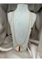 Long Gold Chain Necklace – Modern and Stylish Women's Necklace with Round Stone Detail