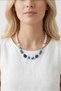 Gold Color with Real Emerald Pearl and Blue Agate Stone Natural Gemstone Women's Necklace - 2