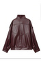 Viral Oversized Women's Leather Jacket High Collar Black Urban Style Women's Leather Jacket - 3