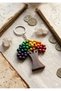 Natural Walnut Wood Tree of Life Symbol Rainbow Colorful Beaded Handmade Keychain Gift Ornament