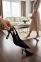 Women's Pointed Toe Metal Buckle Thin High Heel Open Back Stiletto - 2
