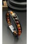 Men's Natural Stone Leather Bracelet – Agate, Tiger's Eye Onyx, Hematite, Granite Modern. Resilience, Patience, Balance - 6