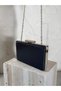 Navy Blue Color Imported Shiny Fabric Metal Case Chain Strap Women's Evening Dress Bag Wedding Engagement Graduation Prom - 7