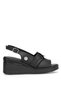D26Ys-5220 Women's Genuine Leather Wedge Heel Sandals Black