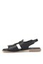 D26Ys-2780 Women's Genuine Leather Flat Sandals Black - 3