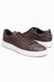 Men's Brown Leather Textured White Thick Sole Guaranteed Lace-Up Casual Sneaker Sports Shoes - 7