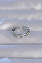 Stylish Brass Silver Color Zircon Stone Heart Waterway Model Adjustable Ring Teachers Mothers Lovers - 2