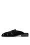 Elit Zyn4200 Women's Genuine Leather Flat Slippers Black - 5