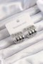 Stylish 316L Steel Silver Color 3-Piece Look Convex Model Half Hoop Earringsteachers Mothers Valentine's Day