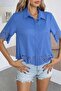 Women's Casual Elegance Short Sleeve Collared Front Buttoned Dubai Blouse Shirt - 3