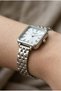 Square Case Women's Wristwatch |   22 mm Steel Case, Silver Steel Band, Dial - 3