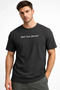Printed Men's Black Waffle Fabric Regular Fit Crew Neck Casual Basic T-Shirt - 2