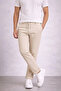 Men's Comfortable Use Cream Diagonel Micro Textured Double Leg Pockets Lace-Up Waist, Modern Cut Trousers