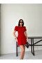 Women's Puff Sleeve Decorative Mini Dress with Felt Pocket Detail - 3