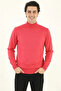 Soft Textured Men's Warm Pink Half-Throat Cotton Thin Weave, Long Sleeve Comfortable Regular Ka