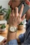 Men's Wristwatch |   43 mm Steel Case, Silver - Gold Steel Band, Silver Dial - 4