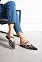 Women's Loja Black Siver Silver Troped Flat Sole Slippers Pointed Toe - 5