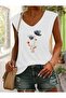 Flower Bunch Printed Women's Oversize Sleeveless T-Shirt